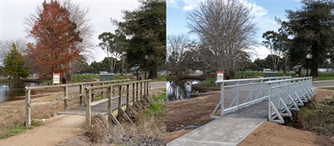 Lake footbridge before and after shots