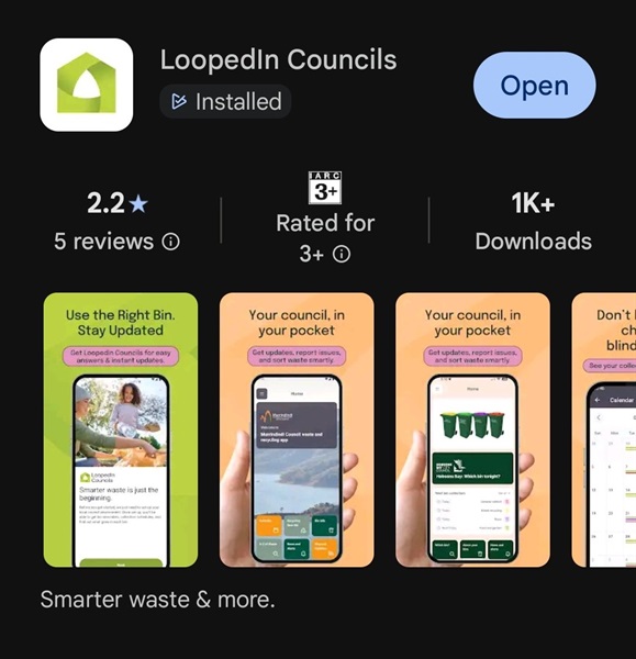 A screenshot of the Loopedin Councils app in the App Store library.