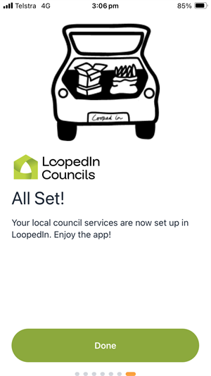 Waste app screenshot 'All set!'