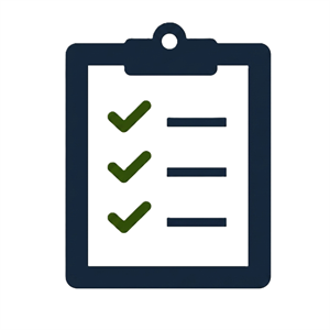 Graphic image of a clipboard with three ticks on the paper